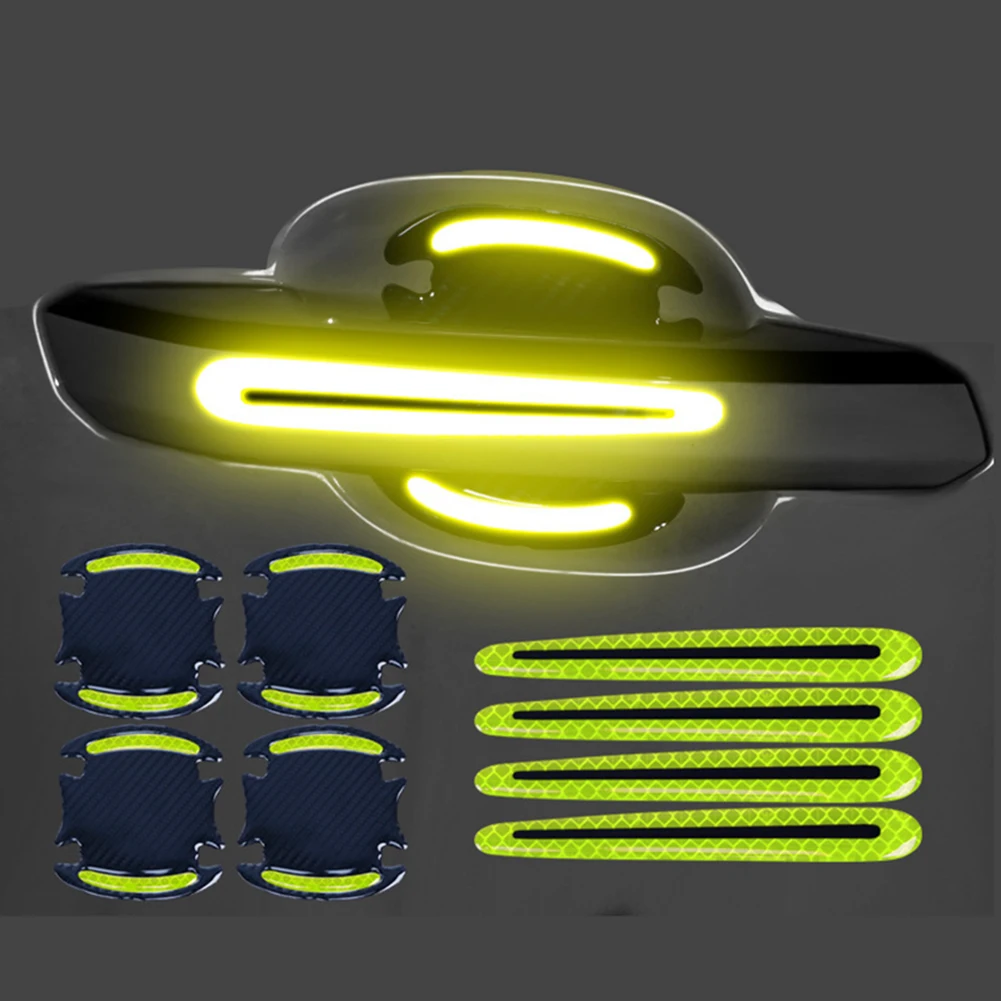 4/8 قطعة جنية مصرى وعاء باب السيارة ملصق مضاد للخدش مقبض الباب تحذير عاكس مقبض الباب الطلاء خدش لينة لاصق فيلم #1