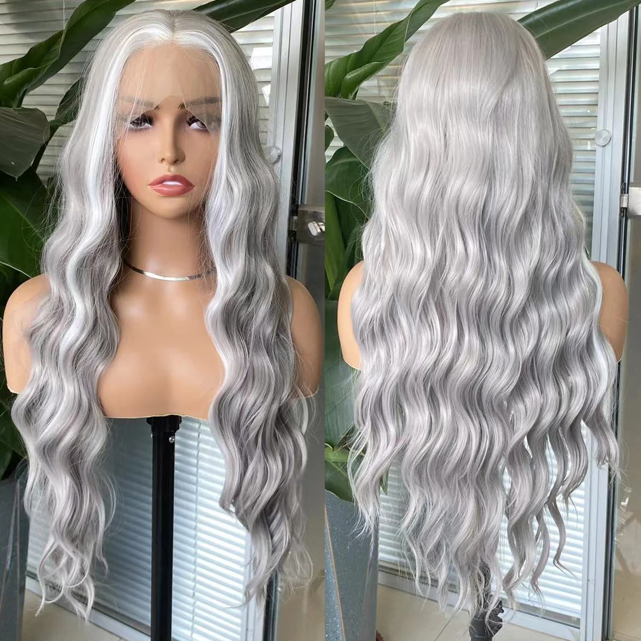 วิกผมลูกไม้ด้านหน้าสีบลอนด์แพลตตินัม AIMEYA สำหรับผู้หญิงและเด็กผู้หญิง วิกผมยาวลอนคลื่น ทนความร้อน วิกผมสังเคราะห์สำหรับใช้ในชีวิตประจำวัน งานคอสเพลย์ และงานปาร์ตี้