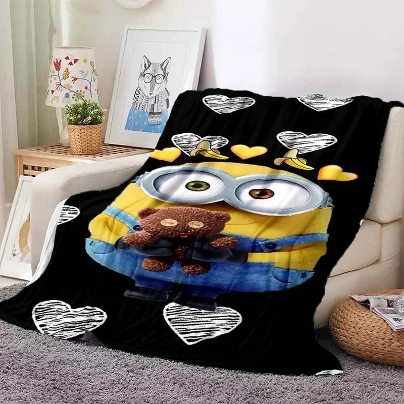 3D Printed Cartoon Cute Big Eyes A-Minions Blanket Soft and Comfortable Children's Nap Blanket Portable Travel Blanket