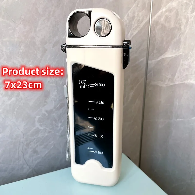 1 قطعة كوب ماء من القش البلاستيكي، زجاجة مياه بسيطة، زجاجة مياه مستطيلة، كوب ماء محمول لطيف للبالغين