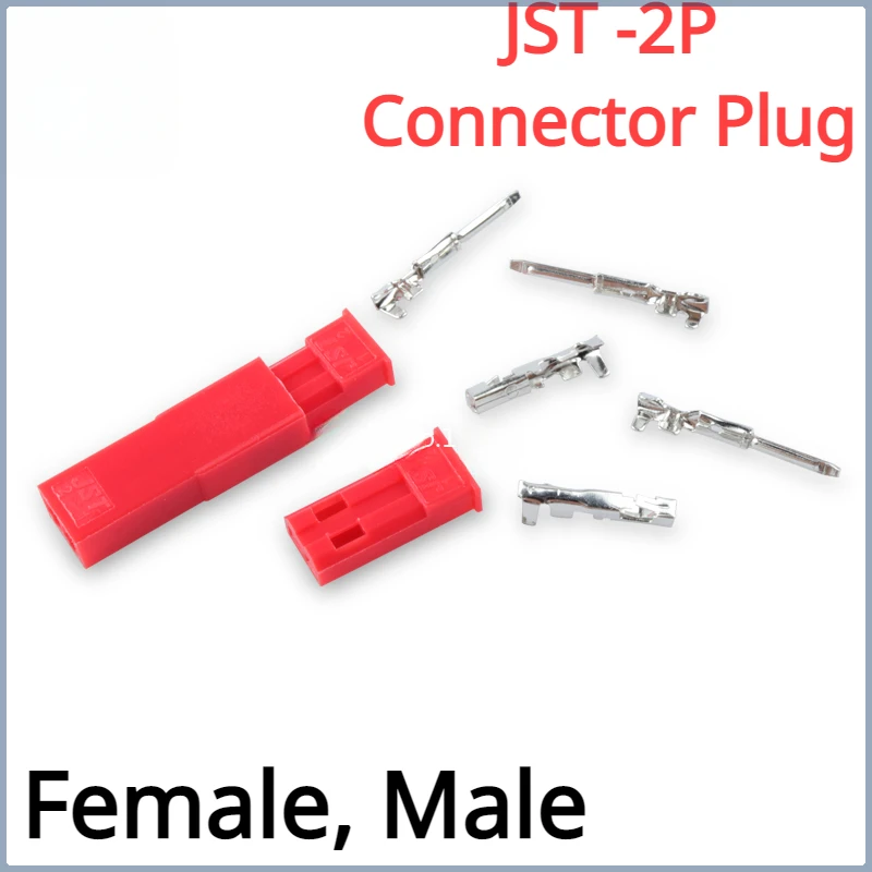 

50pcs JST Connector Plug 2pin Female, Male and Crimps RC Battery Connector for Auto,E-Bike,boat,LCD,LED ,ship Electrical Spare.