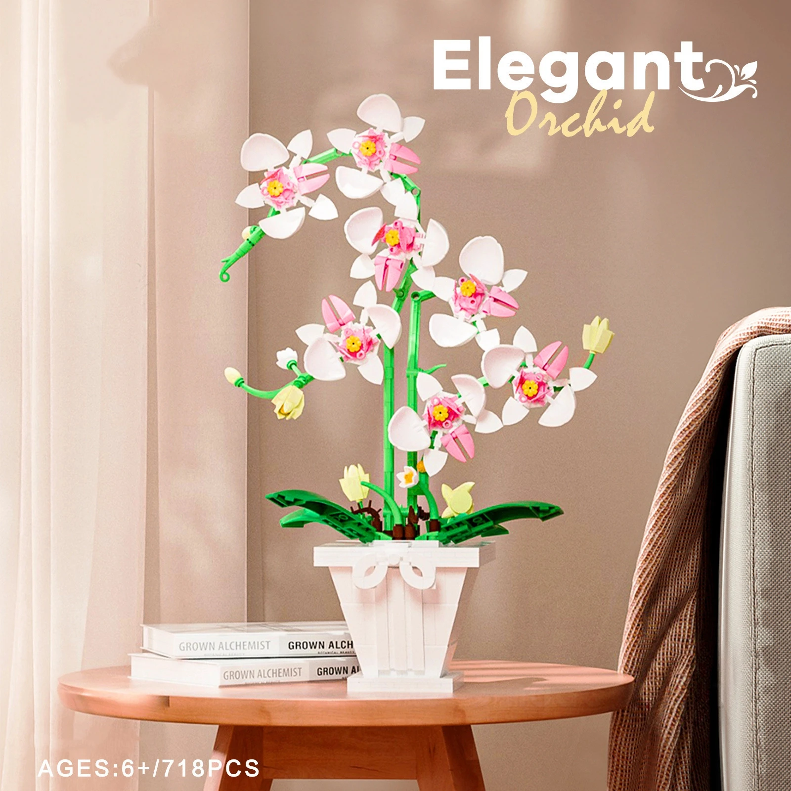 Bloques de construcción de plantas en macetas de orquídeas MOC, simulación creativa de flores, amigos, bloques de modelismo, decoración de casa, juguetes para niños, regalo DIY