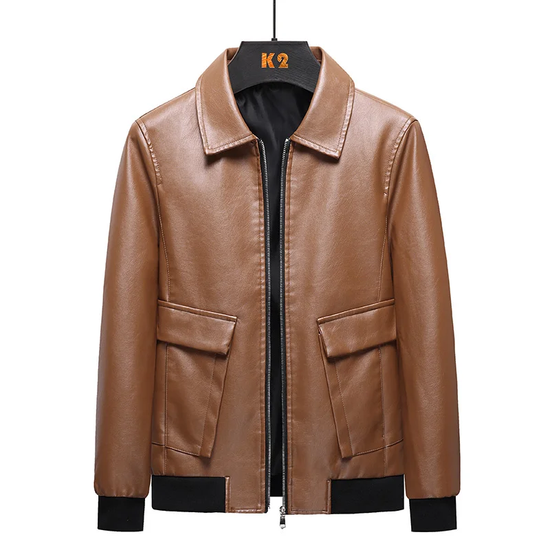 Big and Tall Motorcycle Jacket 2024 New Autumn Spring Men's Vintage Turn Down Collar Pu Leather 5XL 6XL 7XL 8XL