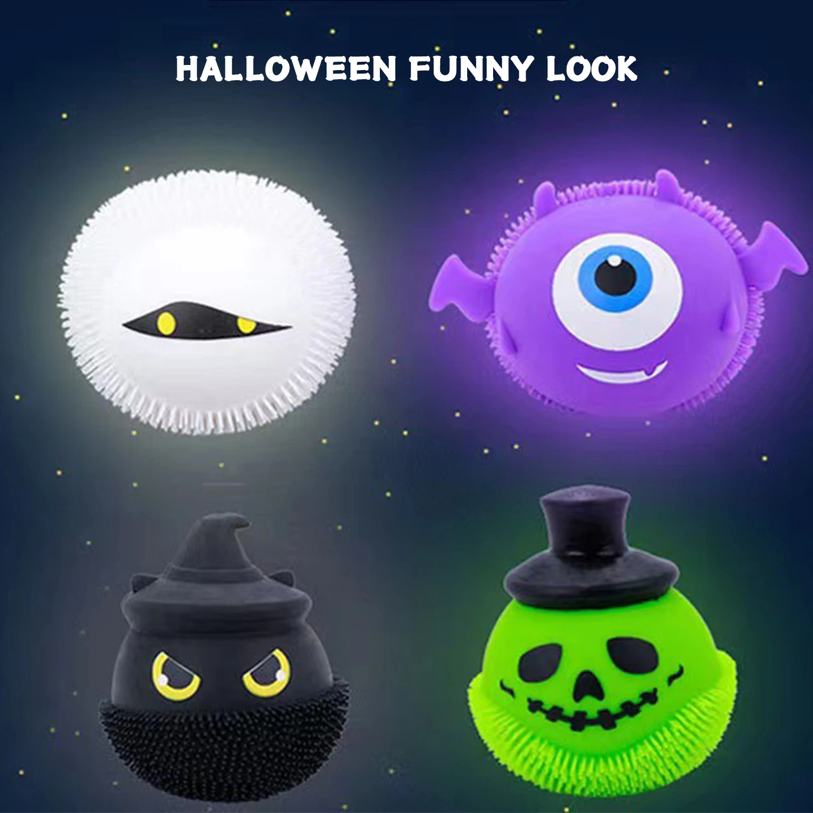 Juguete brillante para apretar del pequeño diablo de Halloween, bola suave creativa de TPR, descompresión