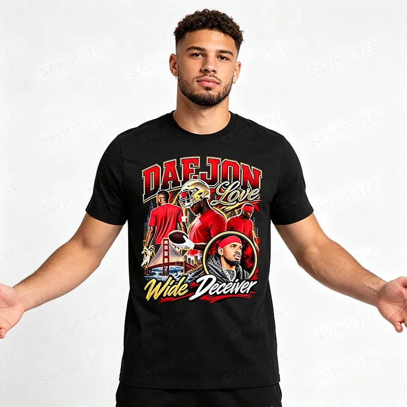 Daejon Love Wide Deceiver Lustiges Fake-Fußballspieler-Scherz-T-Shirt Y2k Herrenmode Persönlichkeit Weiches Baumwoll-T-Shirt Neuartiges Oberteil – Detail 5