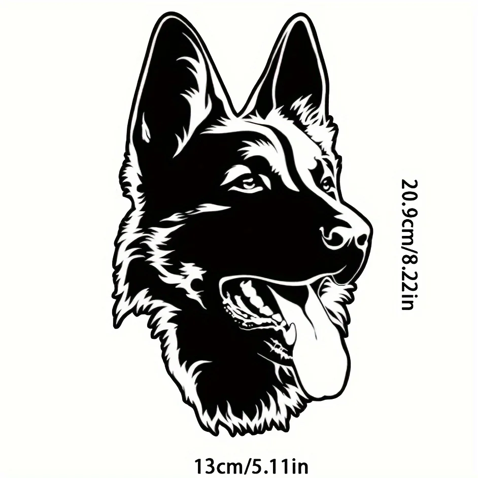 German Shepherd Dog Head Silhouette Vinyl Decals, Waterproof Stickers for Car Body, Window, Laptop & Vehicle Decor