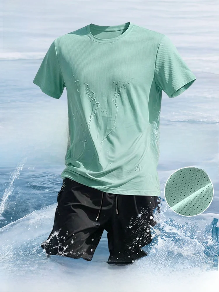 

Jeanswest Ice Silk Fitn Set Men Summer Lightweight ort Sve orts Qui Dry Breathable Sports Faion Youth Outfit