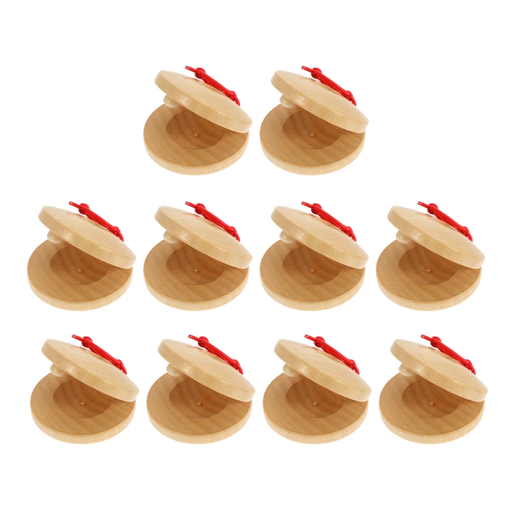 

10 Pcs Finger Castanets Musical Toys Percussion Infant Instruments Wooden Preschool