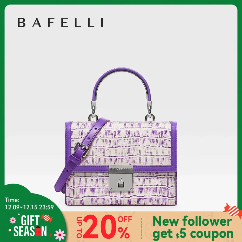 BAFELLI 2023 WOMNE\'S NEW HANDBAG LUXURY BRAND K GOLD SERIES FASHION PURPLE EVENING PURSE SHOULDER WINTER STYLE WOOL CASUAL