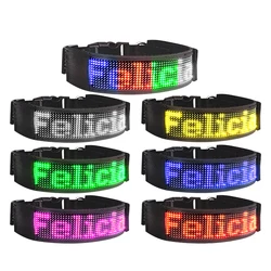 Adjustable Free Size Luminous LED Pet Collar Waterproof USB LED Light Up Safety Dog Collar Programmable LED Display Dog Collars