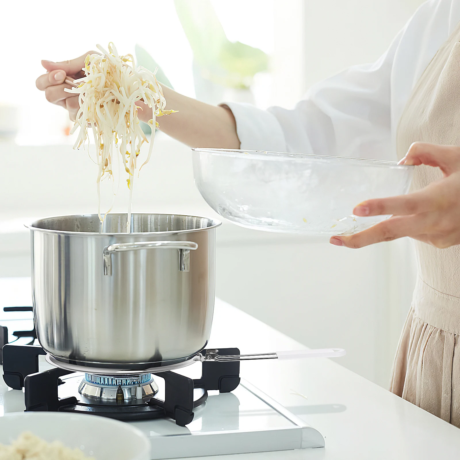 

Stainless Steel Pot Rack Kitchen ganizer Double Layer Round Tube Heat Diffuser for Pots Induction Gas Electric Stove Compatible
