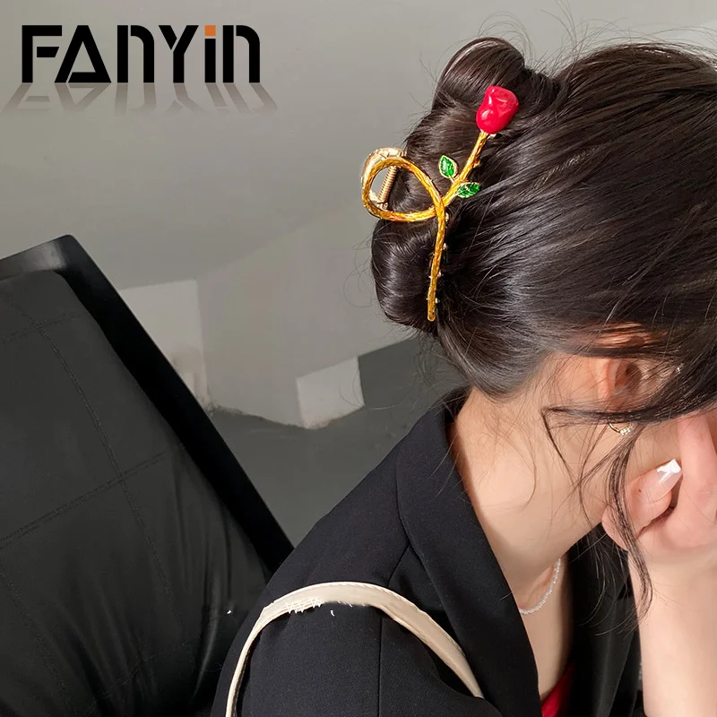 

FANYIN Metal Rose Hair Gripper for Women Latest Back of the Head Shark Clip Flowers Headgear