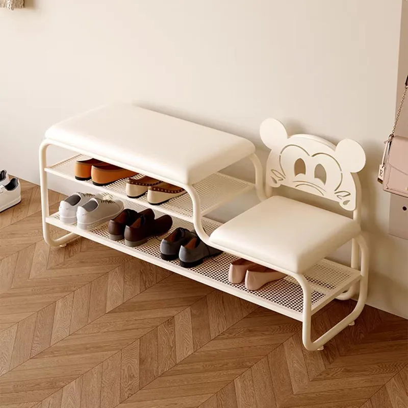 

Storage Organizer Shoe Cabinet Modern Metal Mobile Living Room Bench Shoe Shelf Luxury Entrance Hall Zapatero Hotel Furniture