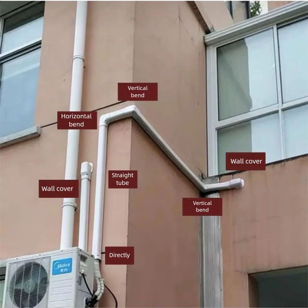 Durable 75*65mm Air Cond Lineset Cover System PVC White Wall Entry Mouth Easy To Install Flat Elbow Wall Cap Air Cond Pipe