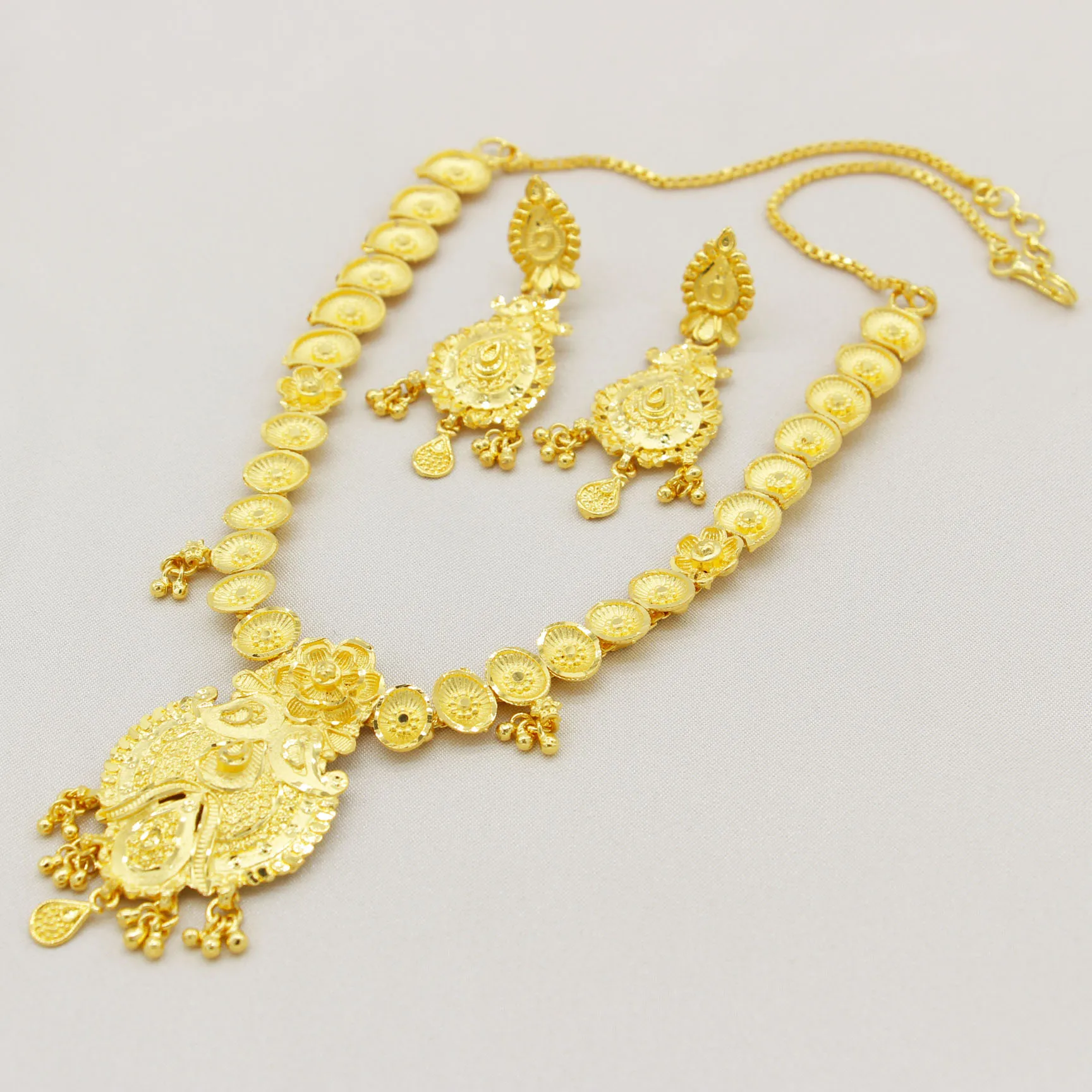 Adixyn Luxury Dubai Gold Color Jewelry Sets For Women Necklace Earrings Jewelry Set African Indian Ethiopia Party Gifts