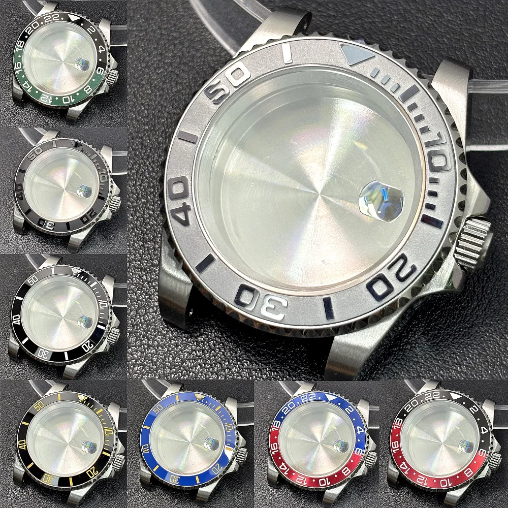 

40mmCase Fit NH35 NH36 NH34 GMT Miyota 8215 ETA2836 Watch Case Sapphire silver case ceramic bezel watch modification accessories