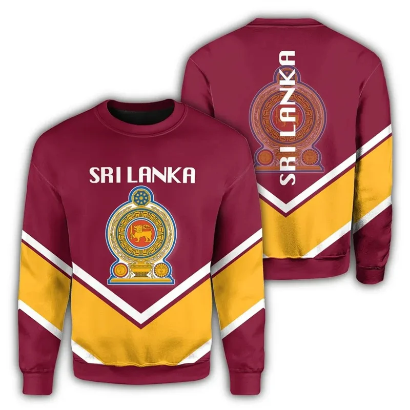 The Democratic Socialist Republic-Of Sri Lanka Map Flag 3D Print Sweatshirts Sri Lanka Emblem Graphic Round Neck Hoodies Clothes