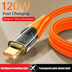 120W 6A USB C Cable Super Fast Charge Cables Phone Charger Wire For Huawei P40 Samsung Xiaomi Quick Charge USB Type C Data Cord