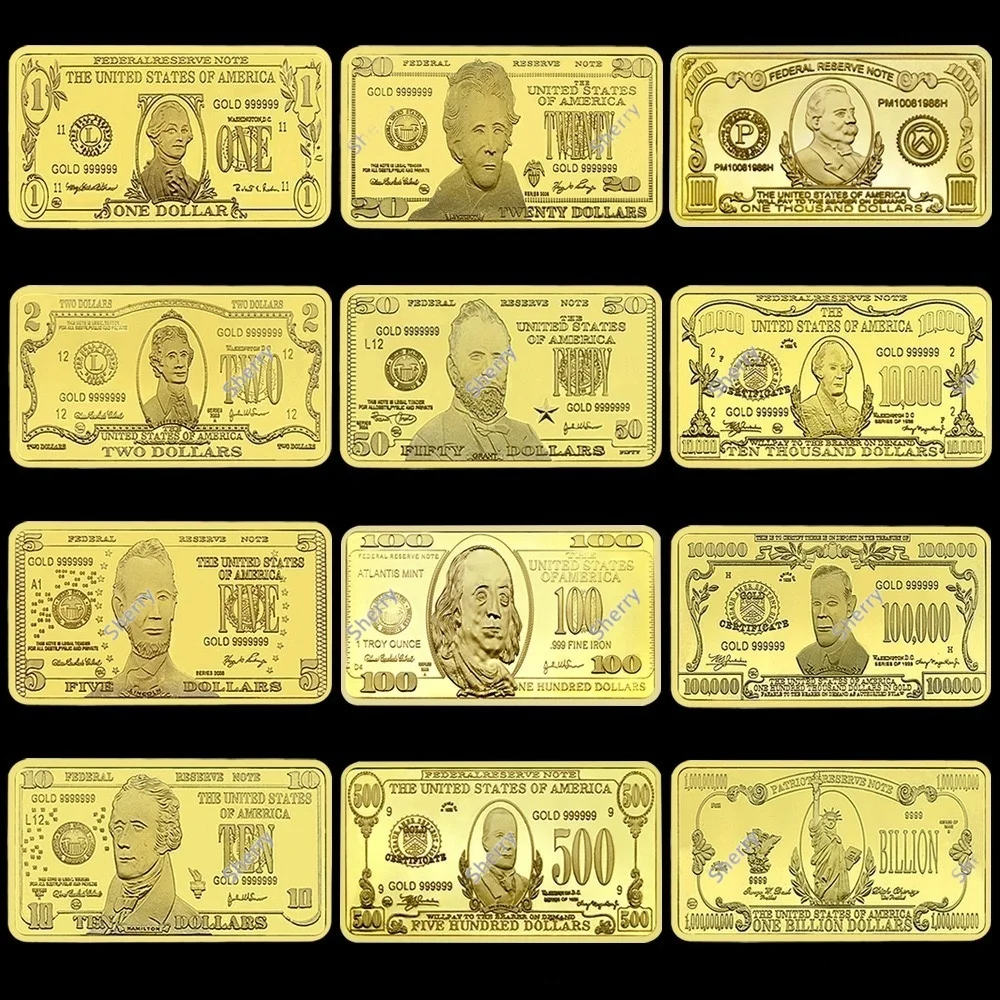 1 2 5 10 20 50 100 500 1000 10000 100000 1billion US Dollar Gold Bar Commemorative Coin Silver Bar Collectible Souvenir Gift