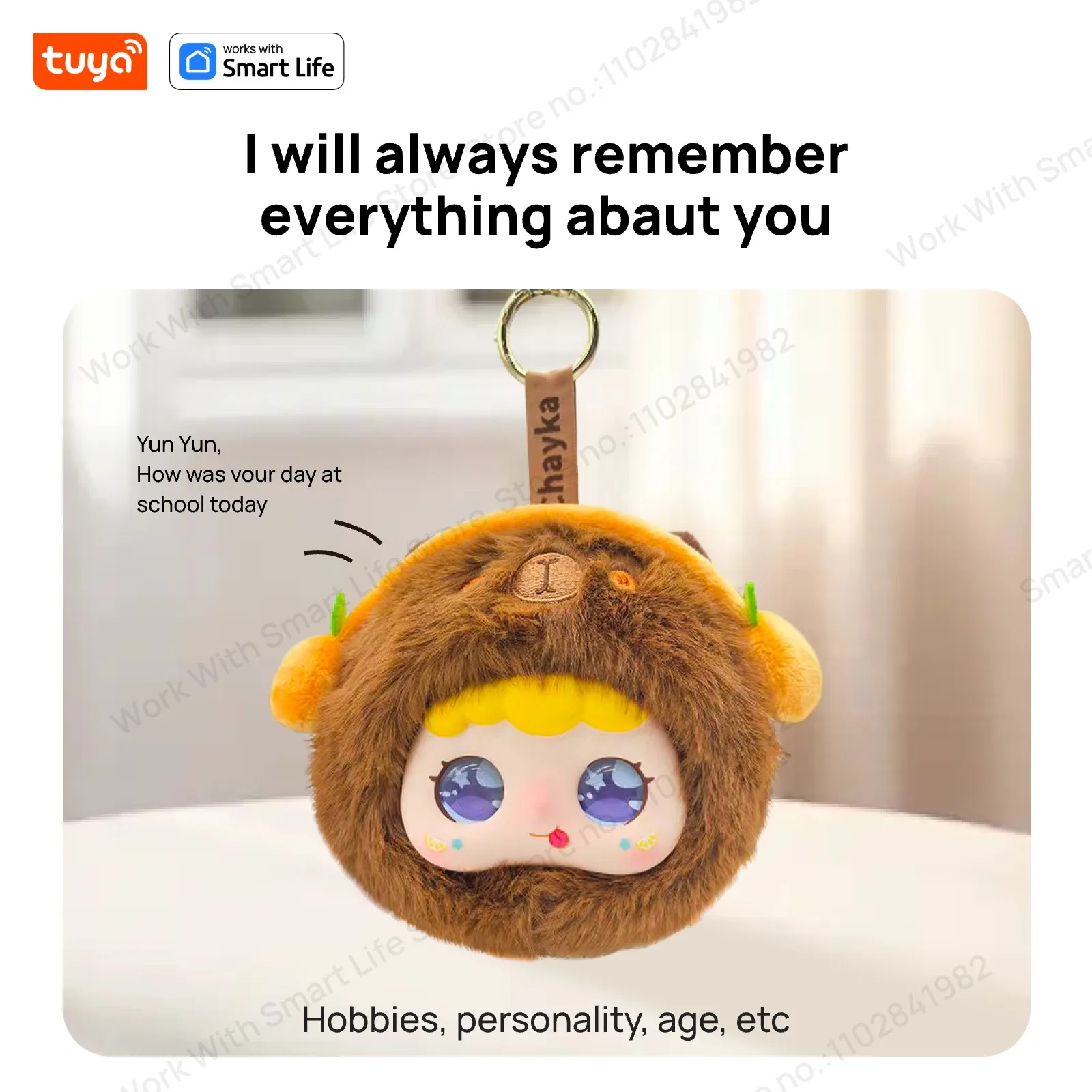 روبوت Tuya Smart AI القطيفة مع عيون LED وتحكم صوتي، لعبة ذكية تفاعلية رفيق قابل لإعادة الشحن عبر USB لهدايا الأطفال/المنزل الذكي