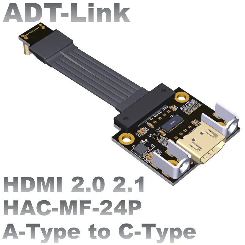 4K 144Hz HDMI 2.1/2.0 C-Type Male to A-Type Female 4K Video&Audio Flat Ribbon Cable HDTV for FPV Aerial Photography Gopro Camera