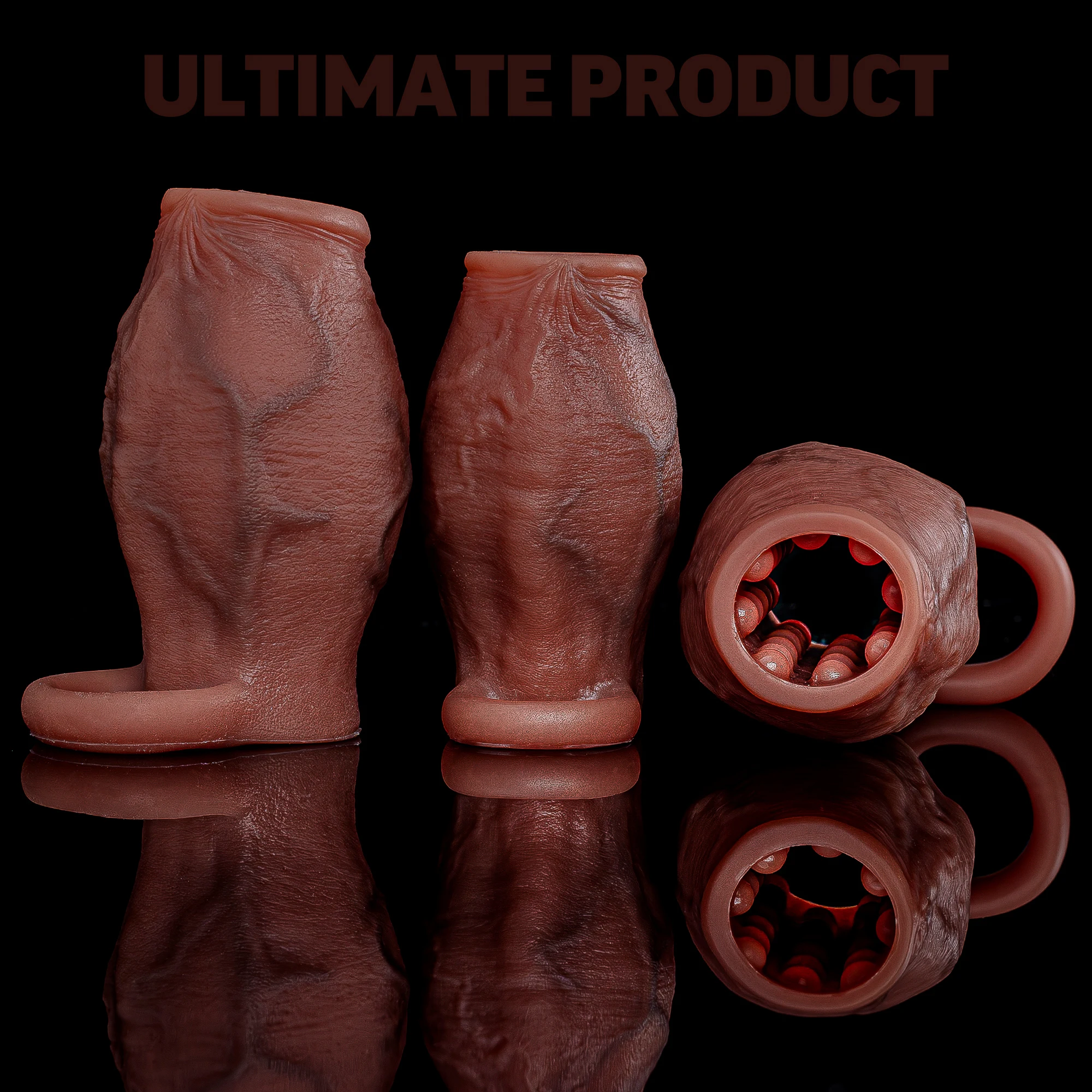 Open-Head Penis Sleeve with Round Granular Beads Dots-Silicone Male Delay Lock Sperm Ejaculation Reusable Cock Extender Sex Toy view 4