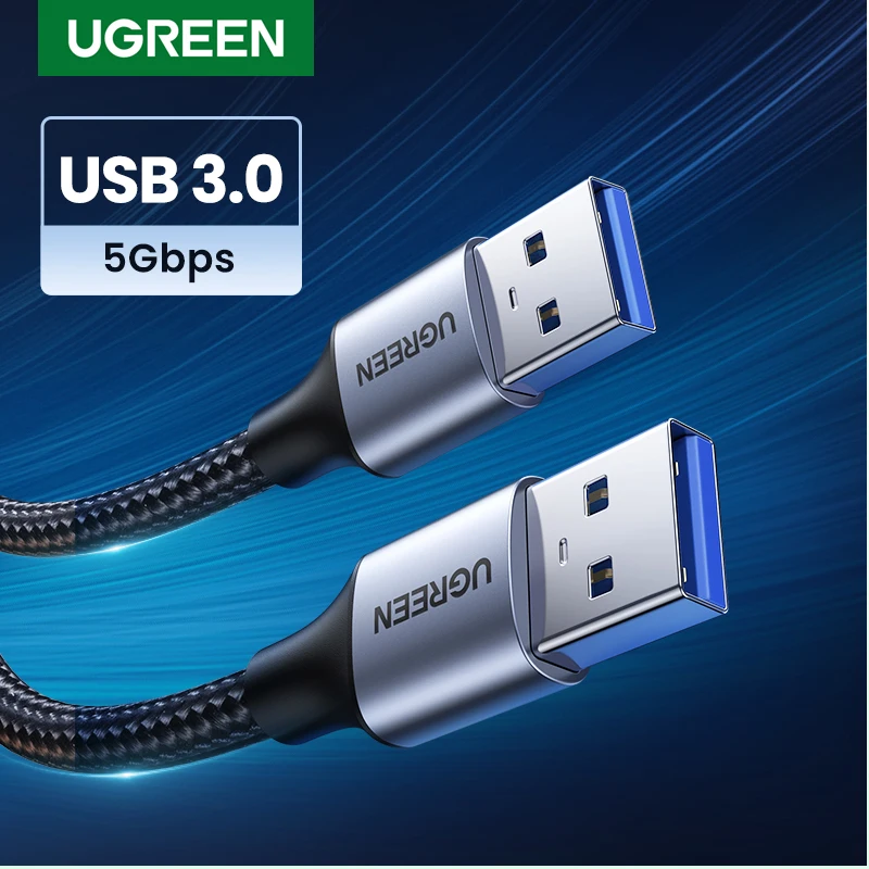 Кабель-удлинитель UGREEN Dual USB3.0, 0.5м, 1м, 2м, USB A Male-Male, плетеный, для ТВ, ПК, ноутбука, радиатора, жесткого диска, ТВ-приставки