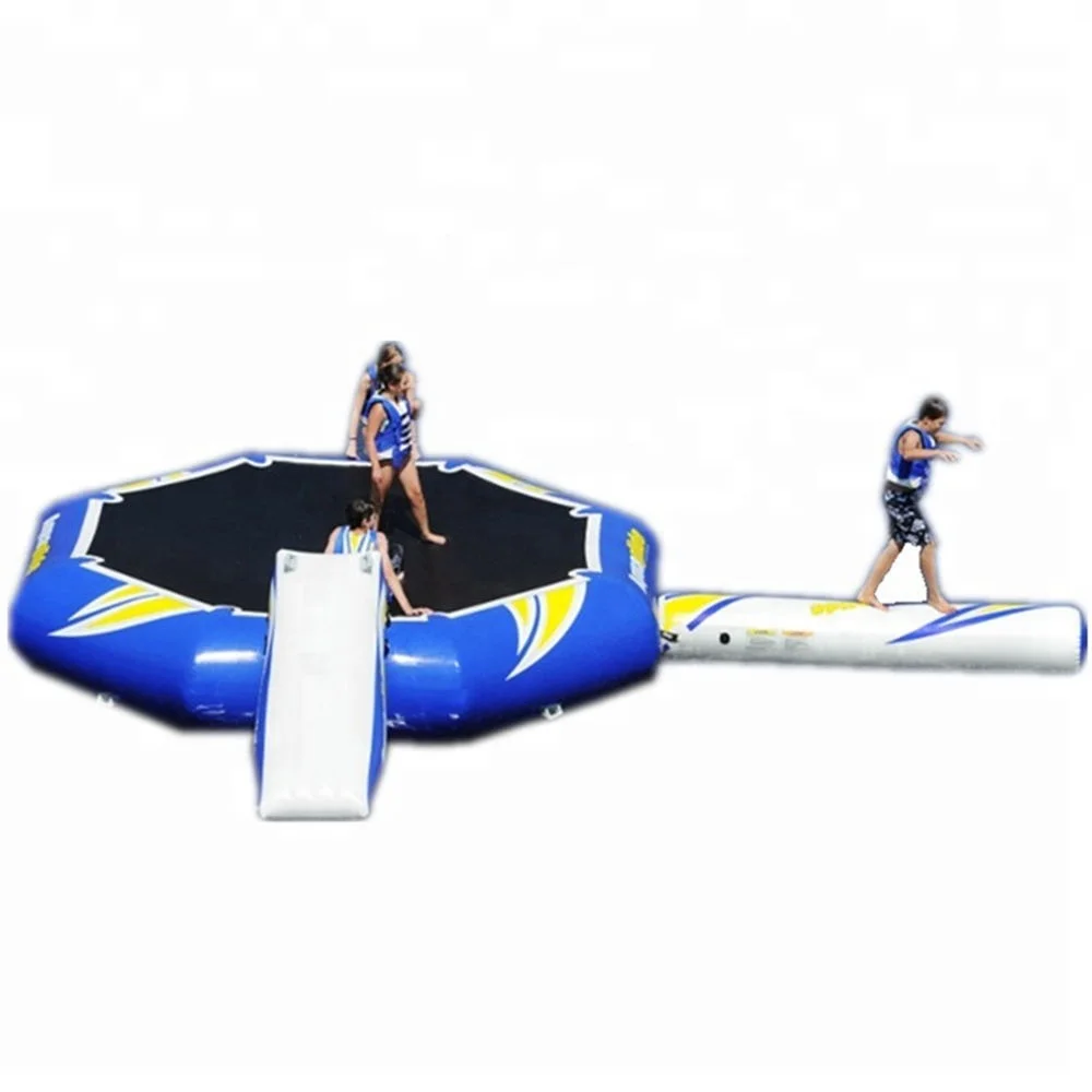 Dia 2 meters Customized Inflatable Water Trampoline Water Jumping Bouncer Game With Slide for Pool