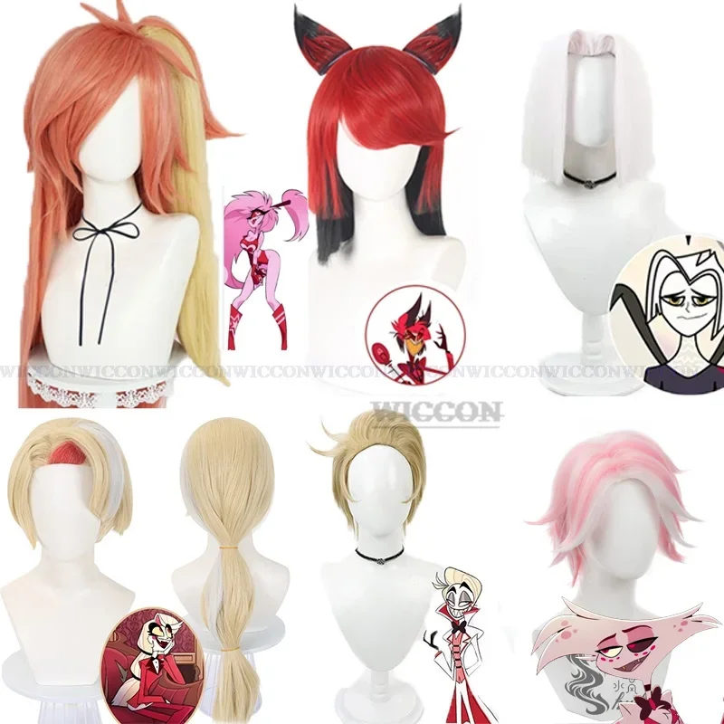 Hazbin Charlie Momningstar Cosplay Wig Anime Hotel Cherri Bomb Cosplay Wig ALASTOR Hair Lucifer Wig Rutte Dust Angel Halloween