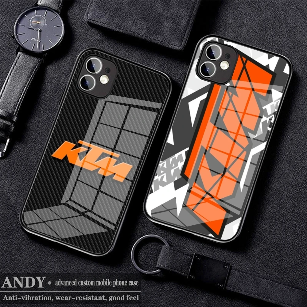 racing-KTM Phone Case Glass For IPhone 16 15 Promax 14 13 Pro 12 11 Magnetic charging Covers