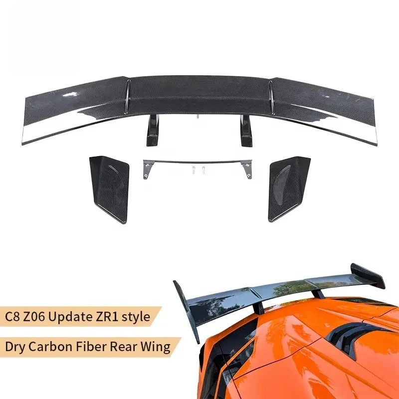 Car Styling ZR1 Style Dry Carbon Rear Spoiler for Corvette C8 Z06 Convertible Coupe 2020-2026 Model Car