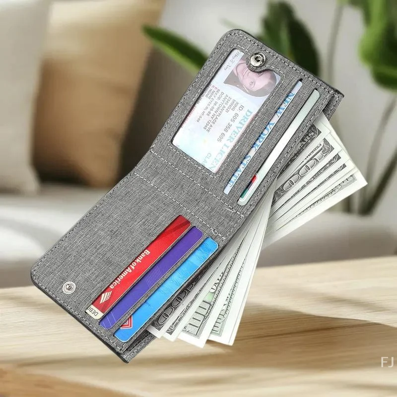 Cartera de lona ultrafina para hombre, monedero minimalista y tarjetero
