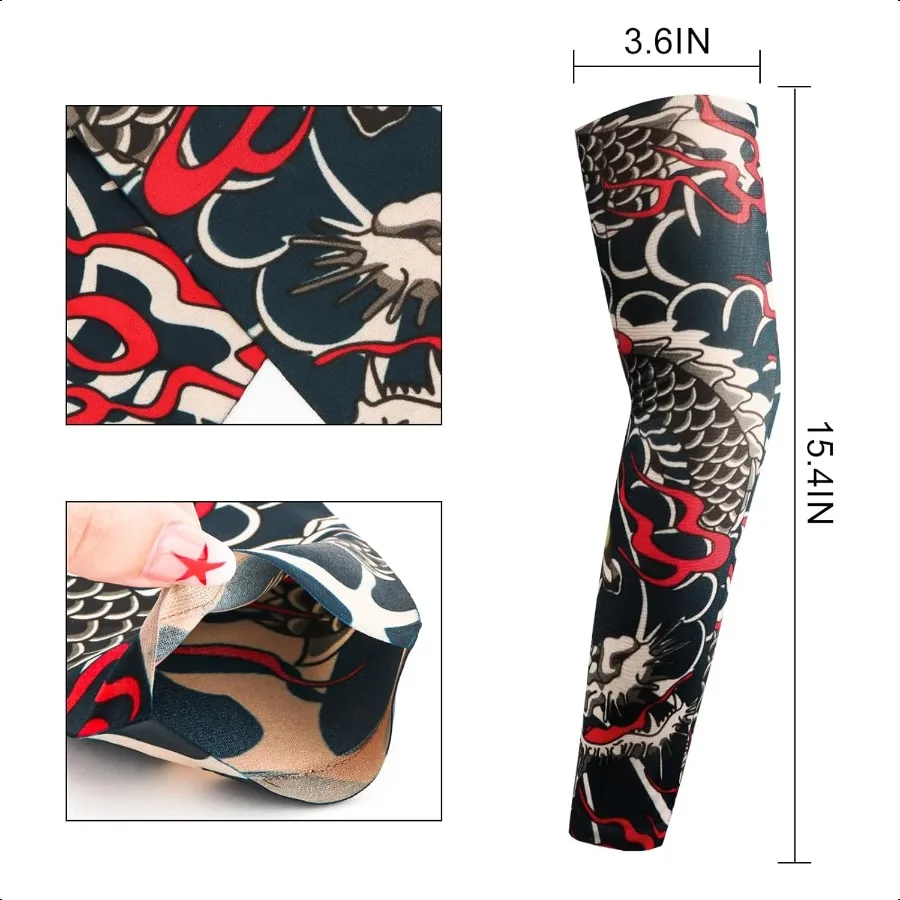 Tattoo-Ärmel für Männer, 6 Stück, gefälschte Tattoos-Ärmel zum Abdecken von Armen, Sonnenschutz-Ärmel-Abdeckungen für Männer und Frauen, Set 11