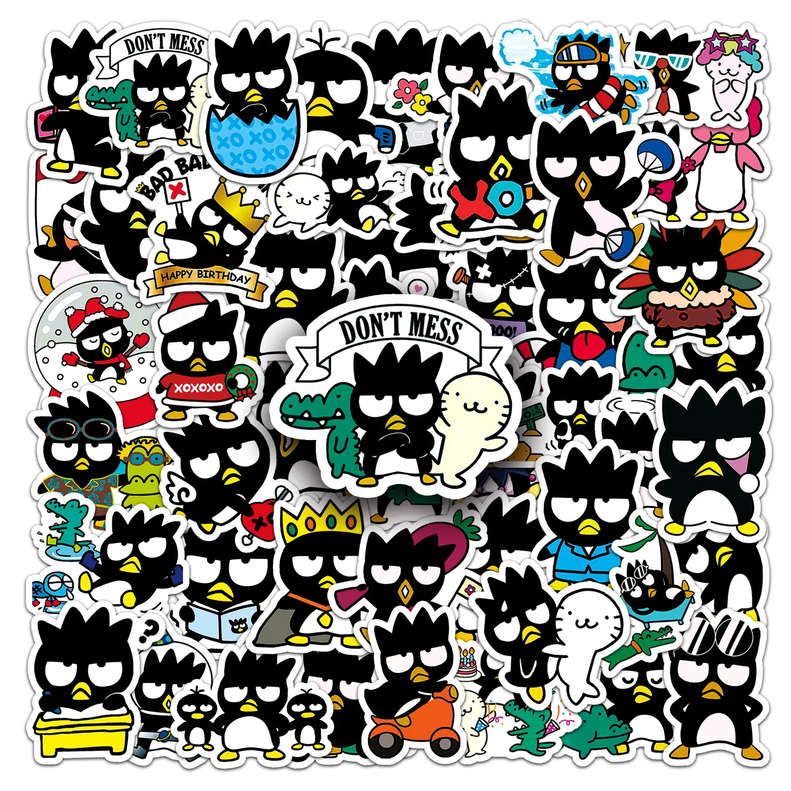 50Pcs Cartoon Cute Sanrio Badtz-maru Penguin Stickers Kawaii Water Bottle Laptop Skateboard Luggage Waterproof Stickers Kid Toys