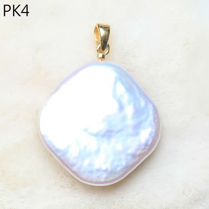 100% Natural Aurora White Freshwater Square Irregular Baroque Pearl Pendant S925 Sterling Silver DIY Accessories Simple Jewelry