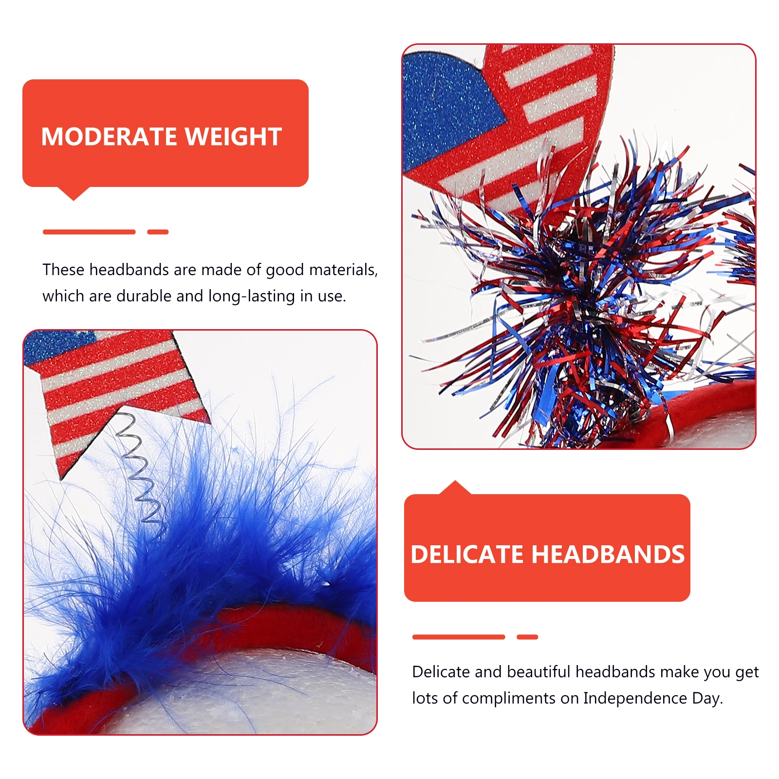

6pcs Flag Hat Headband For Girls Patriotic Star Shape Independence Day Party Hair Hoops Women Carnival Accessory Delicate