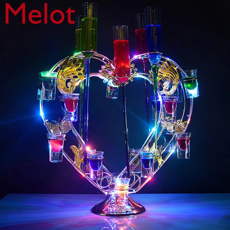 Customized Bar Supplies Red Wine Champagne Cocktail Rack Creative LED Luminous Decoration Beach Cup Bullet Cup Holder