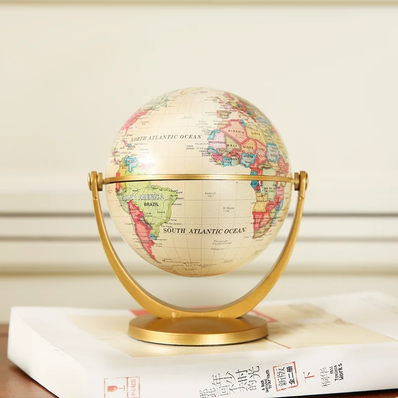 

Retro 360-Rotating 12cm Globes Antique White Earth World Map Ball Geography Education Learning Home Desktop School Accessories