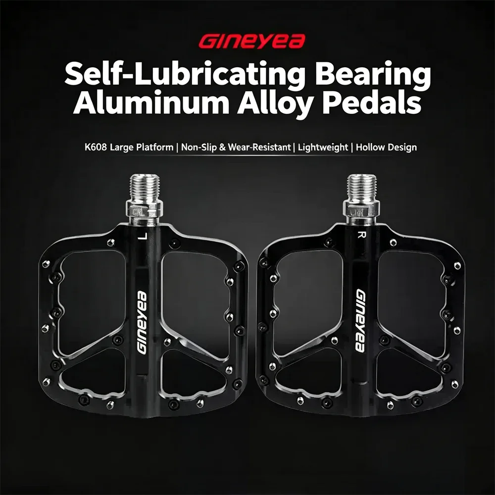 K608 Bicycle Pedals Aluminum Alloy Bearing MTB Flat Pedals Lightweight Anti Slip Cycling Pedals Universal For Road Mountain Bike
