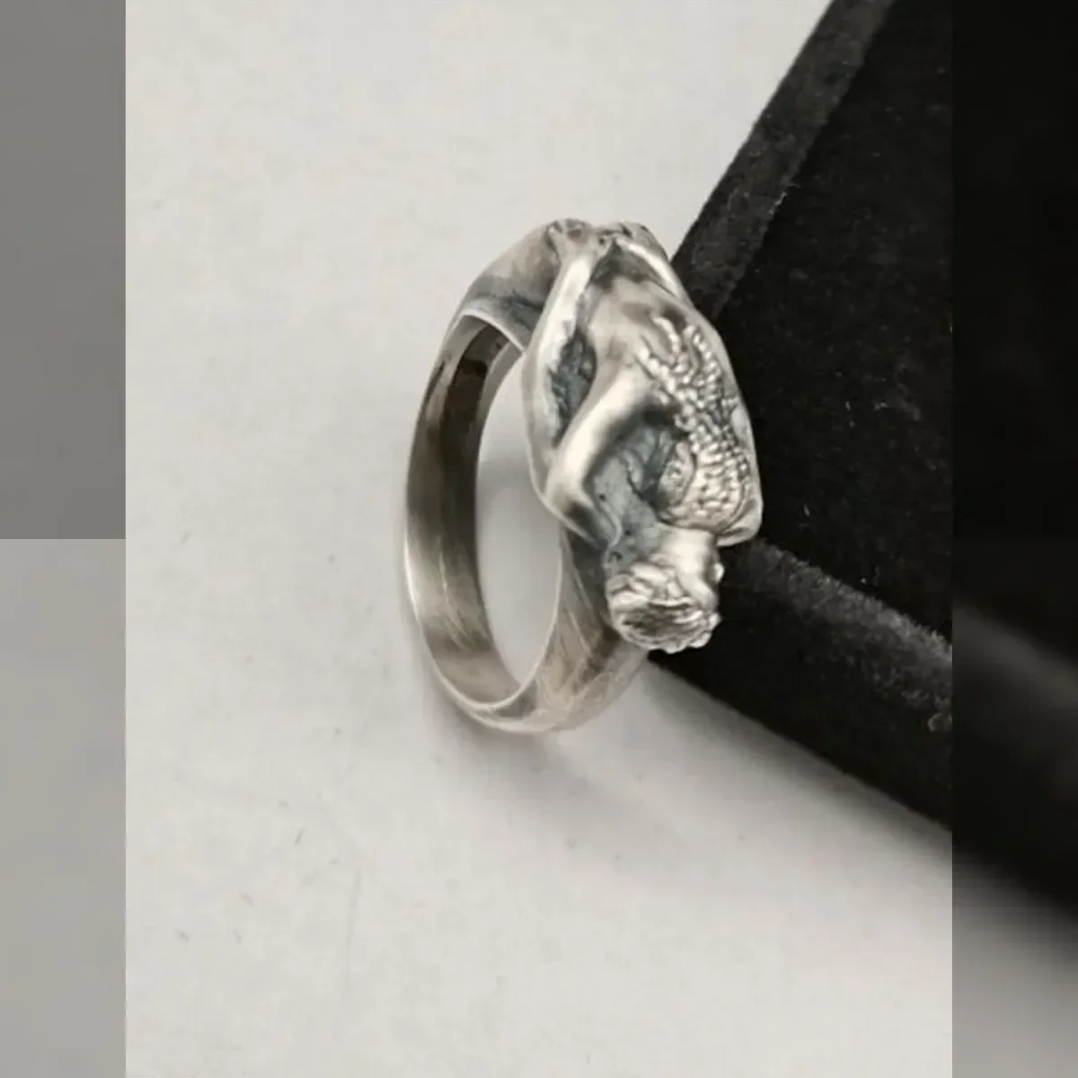 Men and Women Embrace Adam and Eve. Personality Exaggeration and Unique Trend. Minority Art Index Finger Ring Jewelry