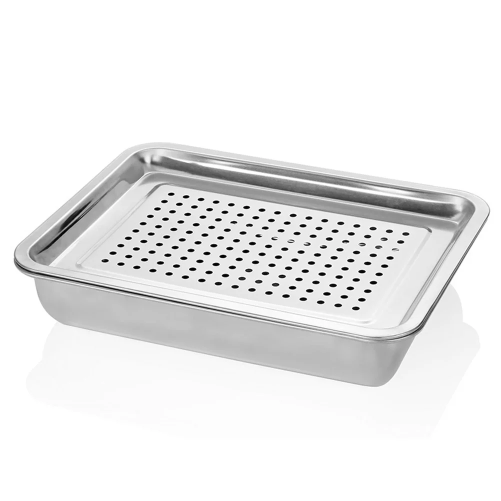 Fruit Colander Drainer Food Tray Rectangular Bandejas Para Comida Stainless Steel Trays