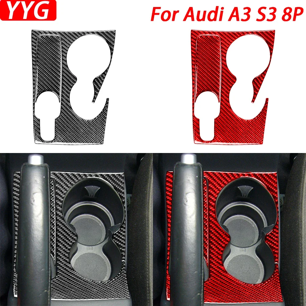 

Carbon Fiber Handbrake Water Cup Holder Panel For Audi A3 S3 8P 2006-2007 Cover Trim Interior Decoration Car Accessories Sticker