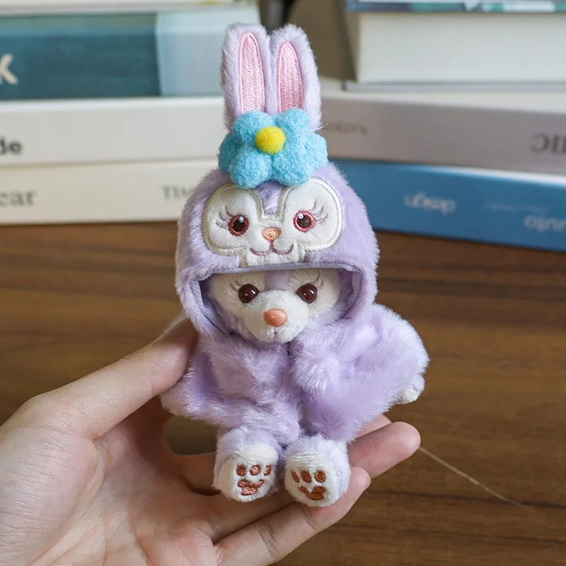 2025 ديزني ستار ديلو أرنب قلادة دمية فستان 10 سنتيمتر فستان لينا بيل قلادة يرتدي كيب لرأس تمثال الدمية الصغيرة