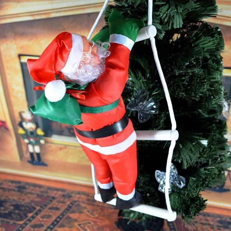 Santa Claus Climbing Ladder Ornaments Xmas Tree Santa Claus Climbing Ladder Rope Hanging Pendant Merry Christmas Decor