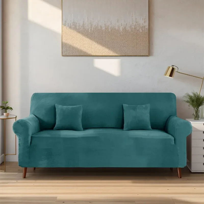 velvet five-piece sofa cover, solid color elastic all-inclusive sofa cover