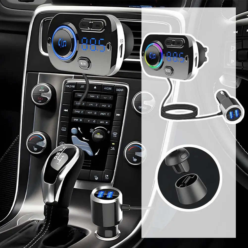 

FM Transmitter BC49BQ Bluetooth 5.0 FM Modulator Car Charger Hands-Free MP3 Charger 3.1A USB Kit Audio Music Player Calling U1E1