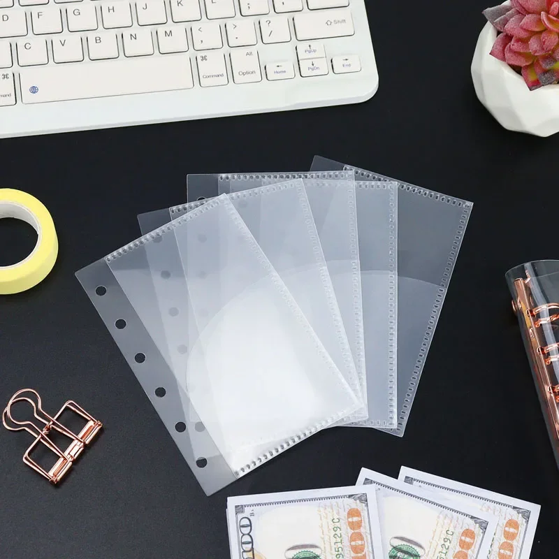 

A7 5Pcs Colorful Binder Pockets Binder Zipper Folders for 6Ring Notebook Divider Page Waterproof PVC Leaf Document Filing Bag