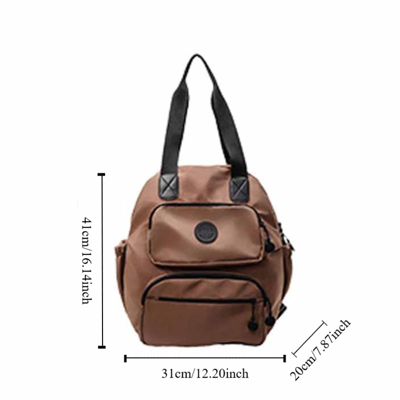 Korean Style Sport Nylon Backpack Solid Color Large Capacity Travel Shoulder Bag Tote Bag Nylon Fitness Bag Office Worker