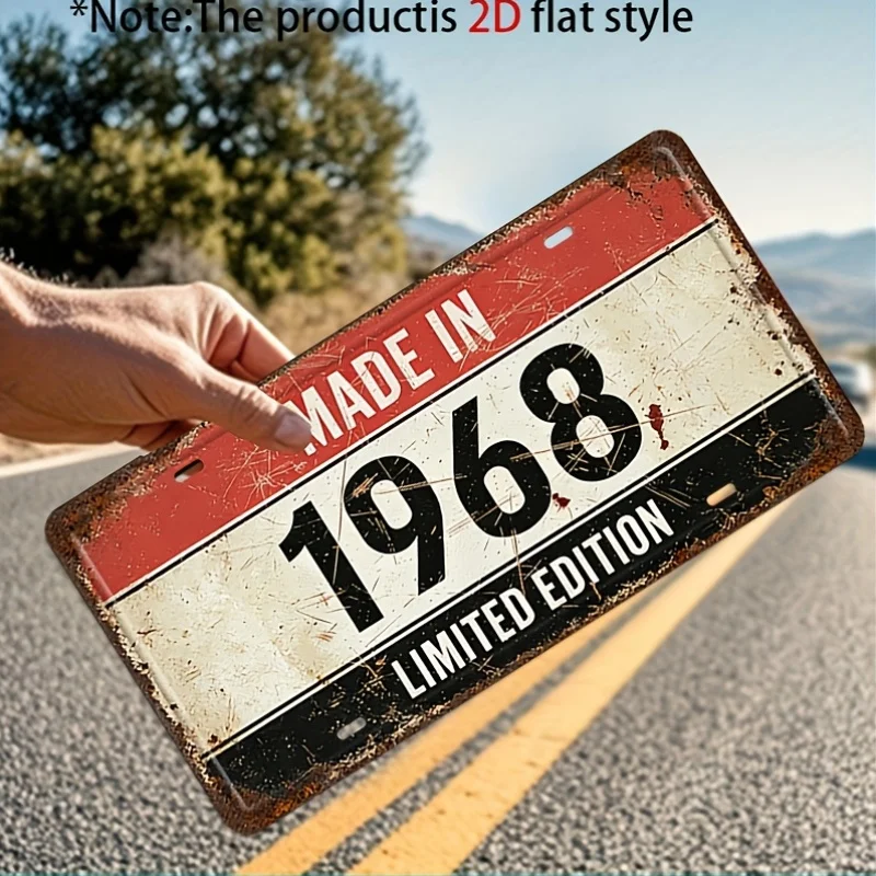 Made in 1968 Limited Edition Retro Rustic Year Number Aluminum Tin Sign Wall Art Decor for Garage Bar Man Cave 2D Flat Printing