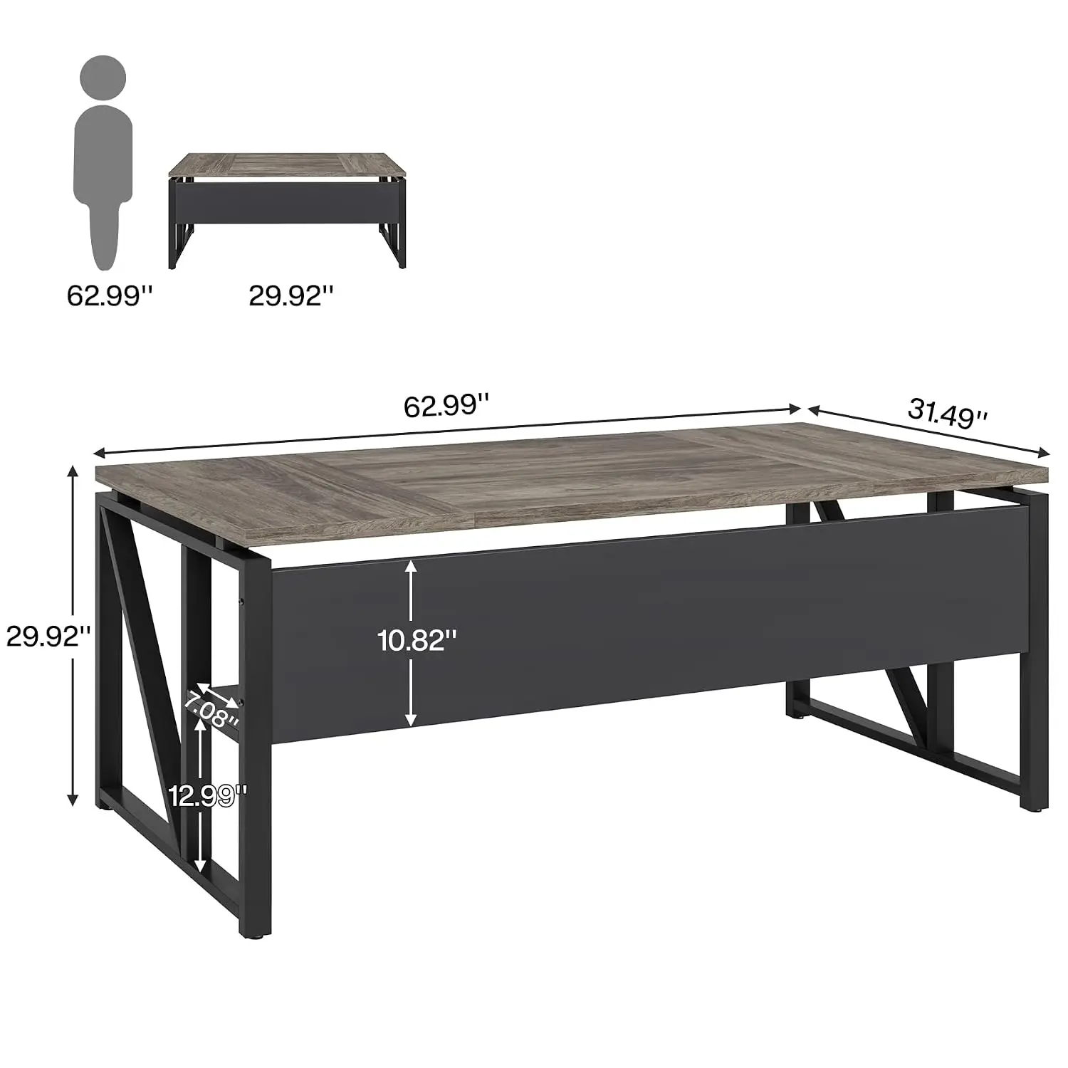 63 inches Computer Desk with Bottom Storage Shelf Home Office Desk Writing Table for Workstation,Dark Walnut +, Customized
